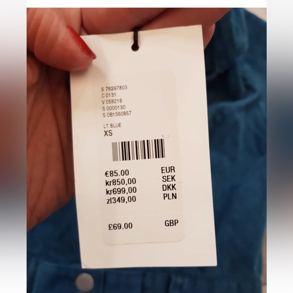 Urban Outfitters Rue Corduroy Jumpsuit XS UK 6 Blue Zip Up Boilersuit BNWT - Picture 7 of 13